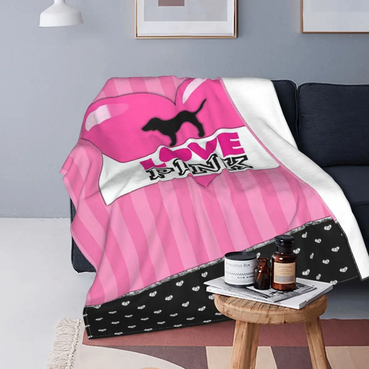 

Cute Love Pink Blankets Sofa Cover Velvet all Season for Girl Gifts Polka Dots Breathable Throw Blankets for Bed Couch Bedspread