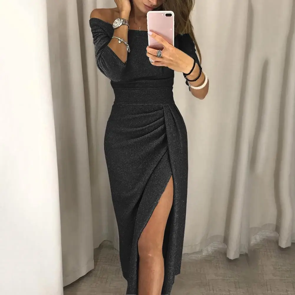 Sexy Fashion Dress Solid Color Women Bodycon Party Dress Elegant 2021 New Vestidos Autumn Straight Neck Half Sleeves Wedding
Sexy Fashion Dress Solid Color Women Bodycon Party Dress Elegant 2021 New Vestidos Autumn Straight Neck Half Sleeves Wedding