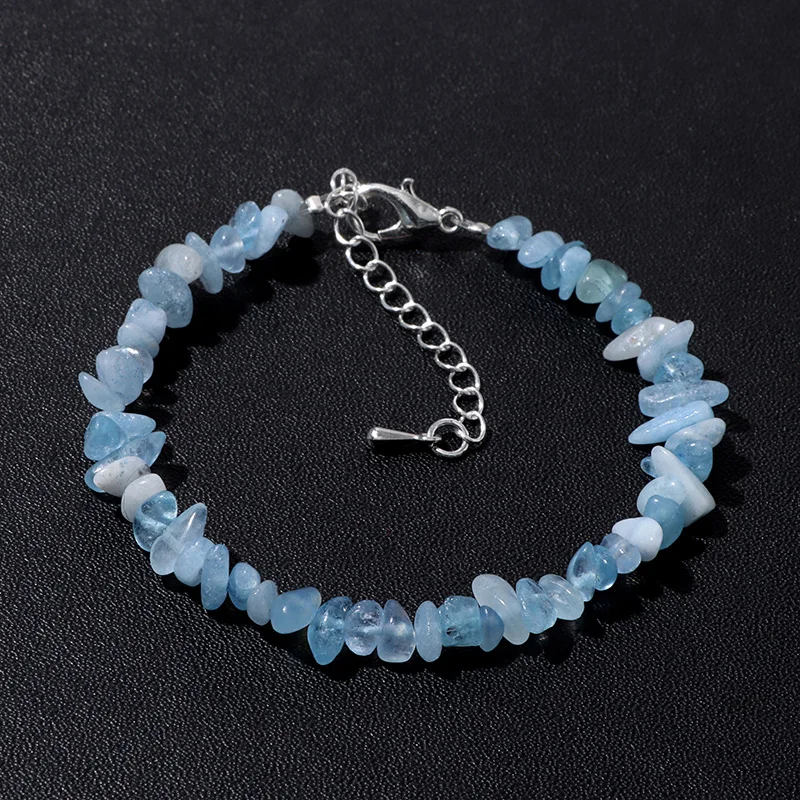 

3-5mm Natural Irregular Stone Bracelet Aquamarine Amethysts Beads Bracelets Quartz Chip Gravel Beads Bracelet Jewelry for Women