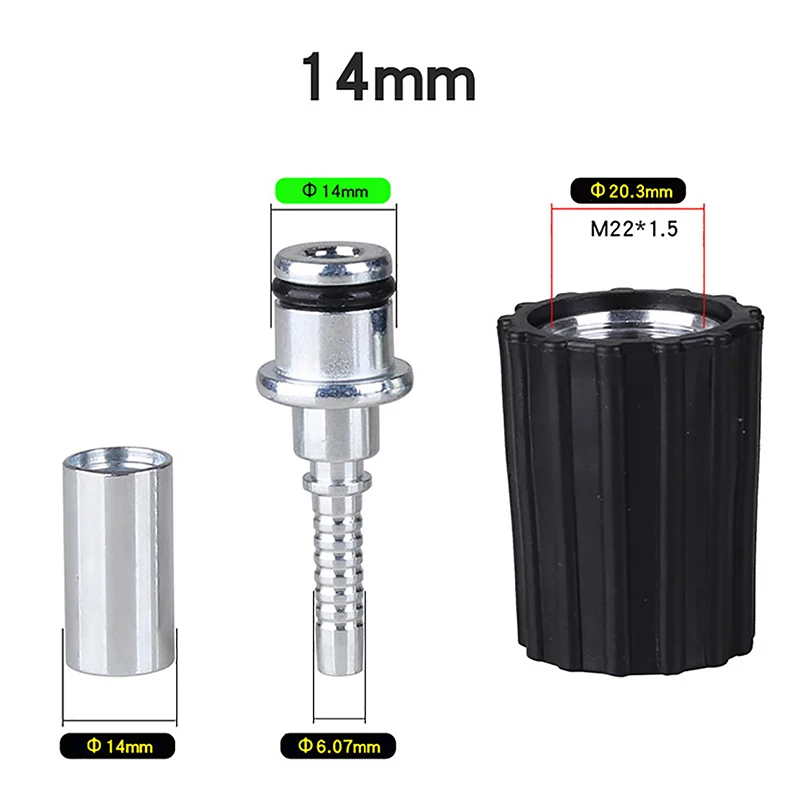 Шланг для мойки высокого давления, втулка D14 D15 мм, круглая гайка M22, для мойки автомобиля, воды, шланга, соединитель
Шланг для мойки высокого давления, втулка D14 D15 мм, круглая гайка M22, для мойки автомобиля, воды, шланга, соединитель