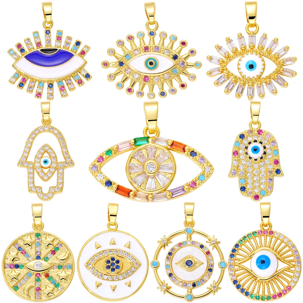 Juya DIY 18K Real Gold Plated Lucky Turkish Eye Pendant Supplies Handmade Cubic Zirconia Decorative Enamel Greek Evil Eye Charms
Juya DIY 18K Real Gold Plated Lucky Turkish Eye Pendant Supplies Handmade Cubic Zirconia Decorative Enamel Greek Evil Eye Charms