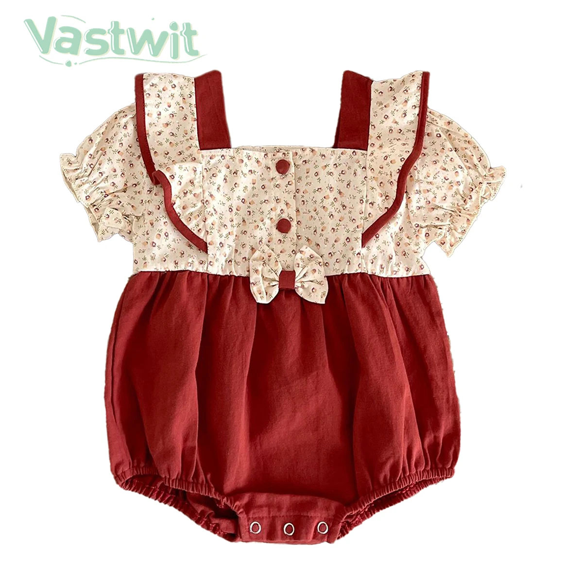 Baby Girls Floral Print Romper 1st Birthday Costume Square Neck Ruffle Cuffs Button Bowknot Decor Bodysuit Baptism Clothes
Baby Girls Floral Print Romper 1st Birthday Costume Square Neck Ruffle Cuffs Button Bowknot Decor Bodysuit Baptism Clothes
