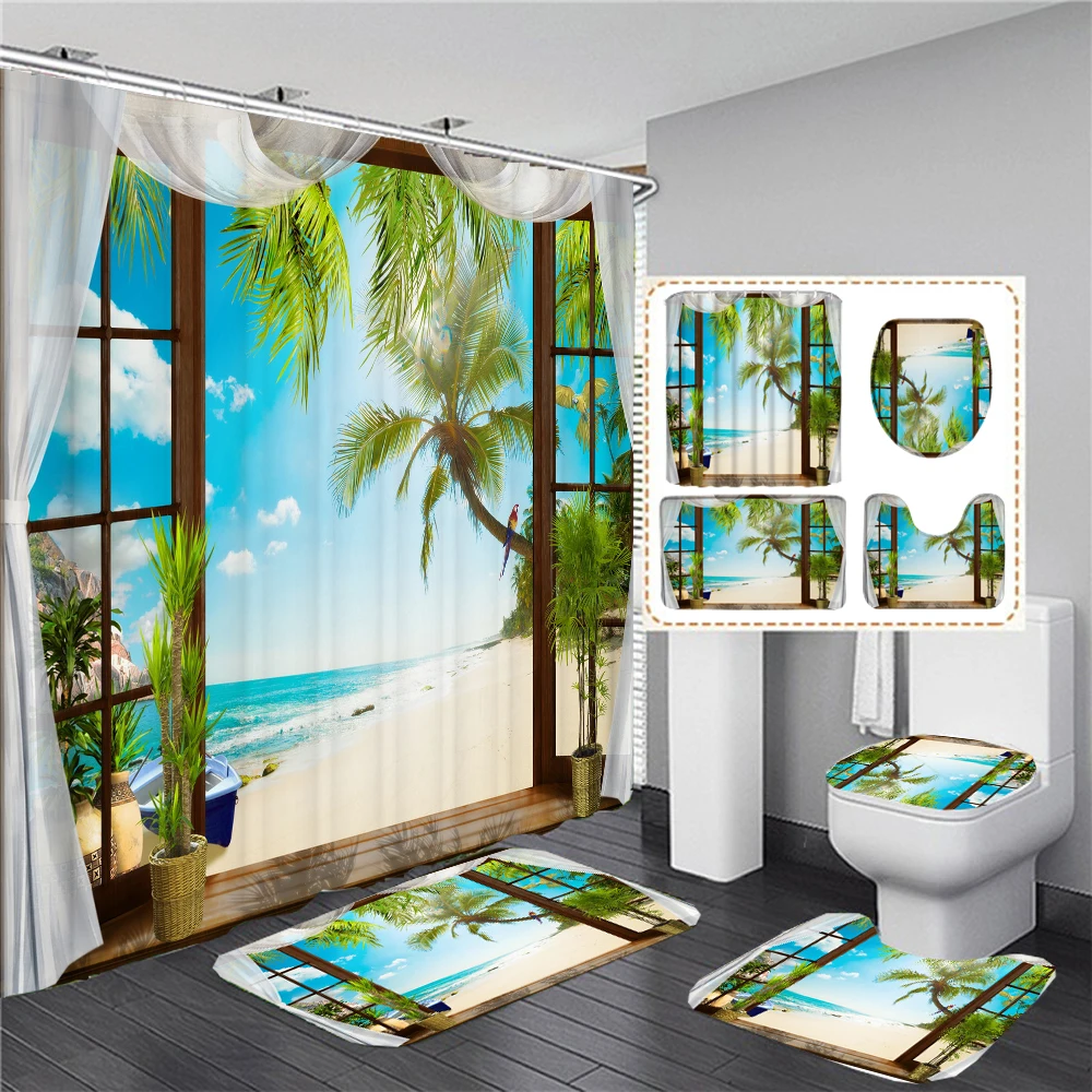 3D Beach Scenery Shower Curtain Set Seascape Waterproof Bathroom Curtains Decor Toilet Cover Bath Mat Non-slip Carpet Rugs
3D Beach Scenery Shower Curtain Set Seascape Waterproof Bathroom Curtains Decor Toilet Cover Bath Mat Non-slip Carpet Rugs