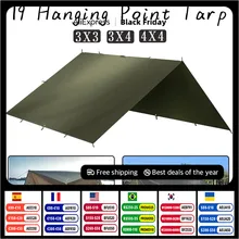 4x4m 4x3m 3x3m 19 Hang Points Tent Tarp Survival Sun Shelter Shade Canopy Outdoor Backpacking Waterproof Camping Awning SunShade