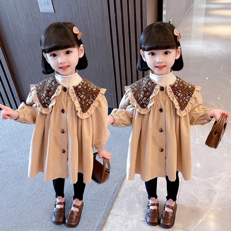 2023 Spring New Girls' Floral Collar Long Sleeve Trench Coat Baby Girls' Western Style Fashion Tops Children Toddler Coat
2023 Spring New Girls' Floral Collar Long Sleeve Trench Coat Baby Girls' Western Style Fashion Tops Children Toddler Coat