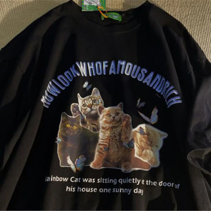 Cute Women's T Shirt Cat Print Oversized T Shirt Short Sleeve Tee Shirt Woman Clothes Y2k Female T-shirt Streetwear Gothic Tops
Cute Women's T Shirt Cat Print Oversized T Shirt Short Sleeve Tee Shirt Woman Clothes Y2k Female T-shirt Streetwear Gothic Tops