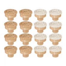 2-10Pcs Boho Rattan Dresser Knobs Round Wooden Drawer Knobs Handmade Wicker Woven And Screws For Boho Furniture Knobs