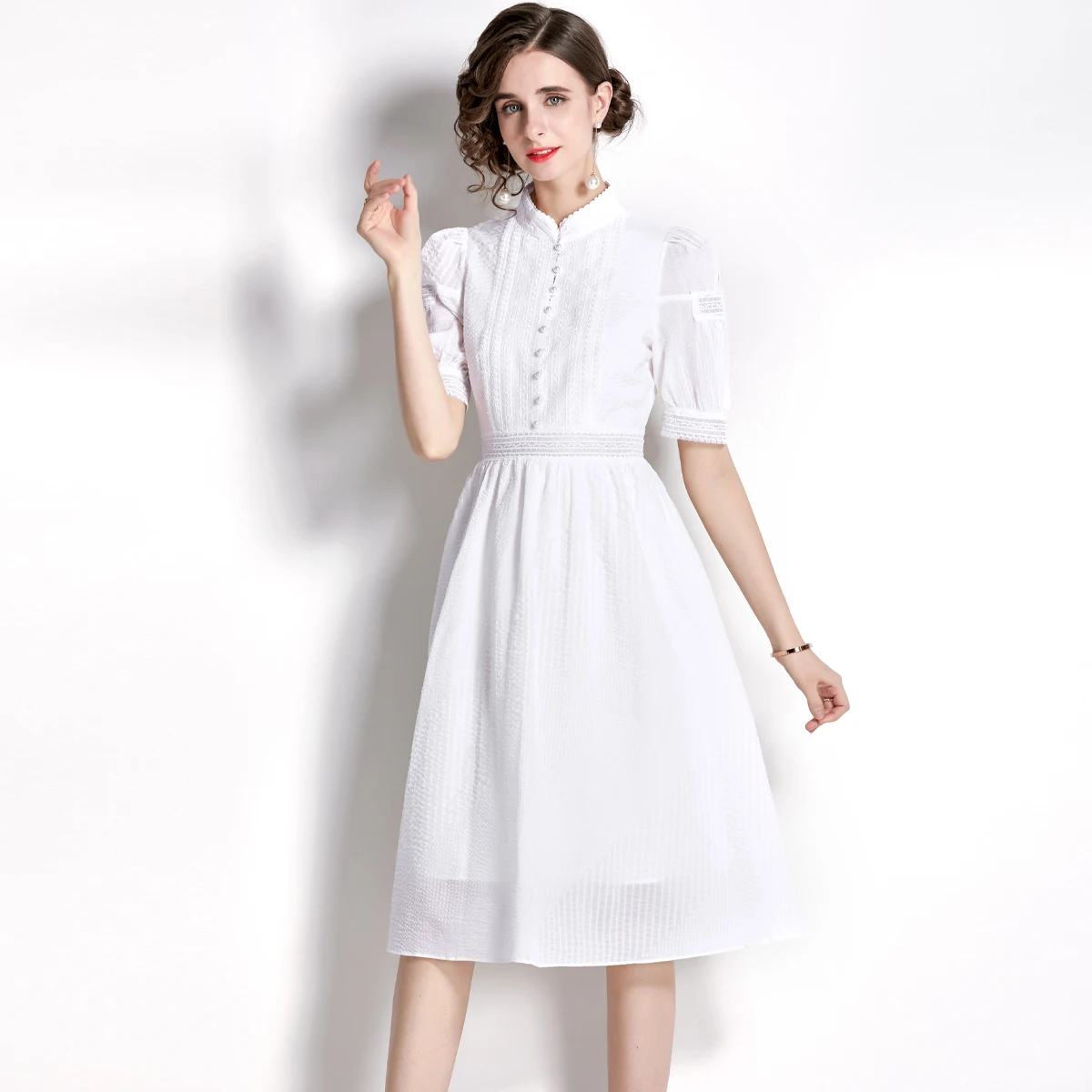 Women Summer Stand-Neck Puff Sleeve Midi Dress Holiday Robe Femme Dresses Evening Party 2022
Women Summer Stand-Neck Puff Sleeve Midi Dress Holiday Robe Femme Dresses Evening Party 2022