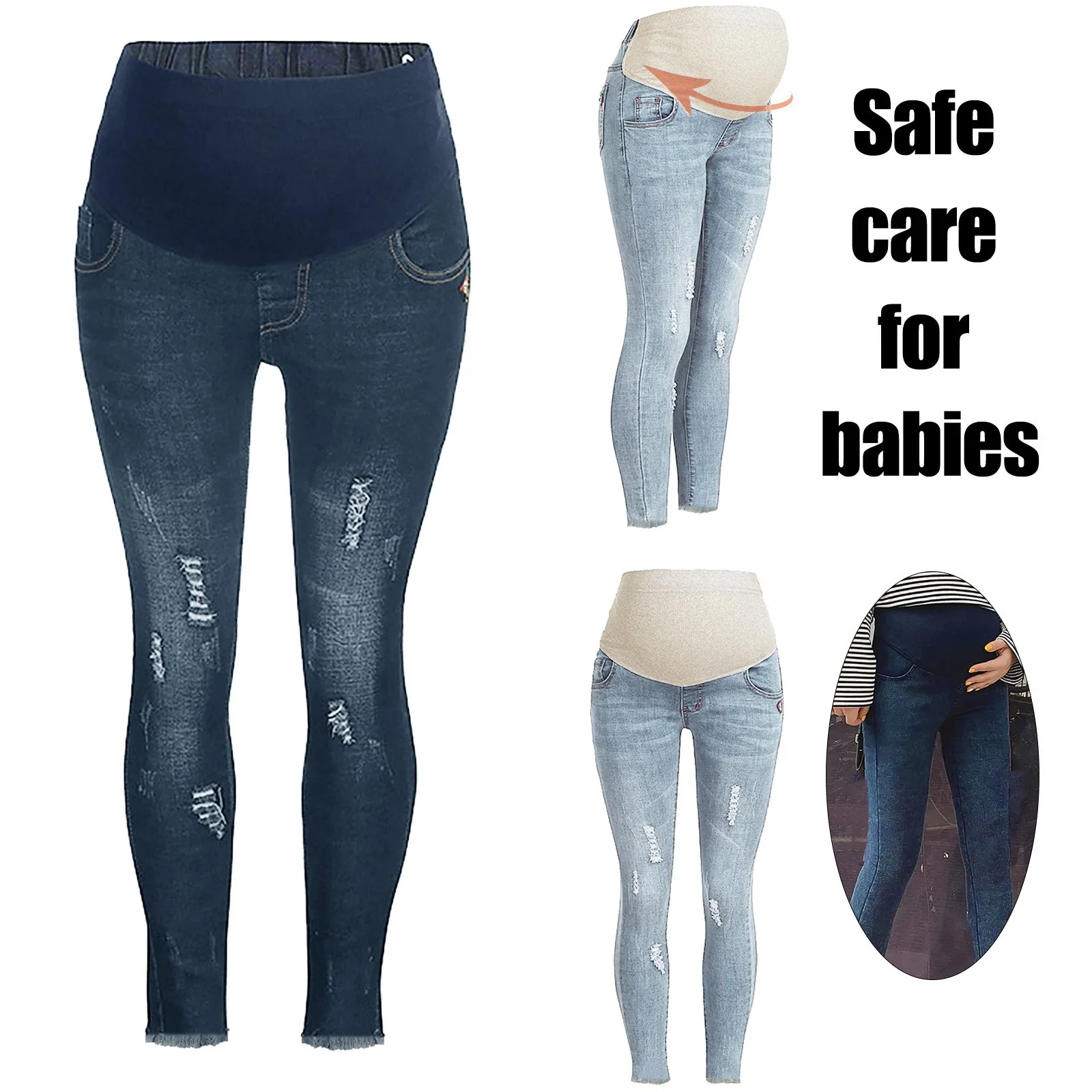 

Однотонные женские брюки с высокой талией, джинсы, модные цветные брюки до щиколотки, джинсы для беременных, джинсы для работы, размер Джинс...