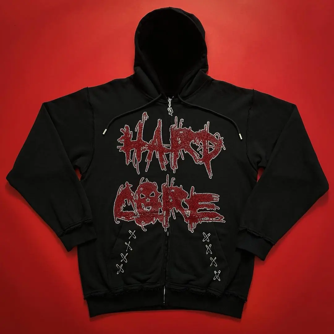 Harajuku Vintage Rhinestone Zip Up Hoodies Women's Wear Gothic Punk Goth Long Sleeve Loose Gothic Sweatshirts Streetwear Coats
Harajuku Vintage Rhinestone Zip Up Hoodies Women's Wear Gothic Punk Goth Long Sleeve Loose Gothic Sweatshirts Streetwear Coats