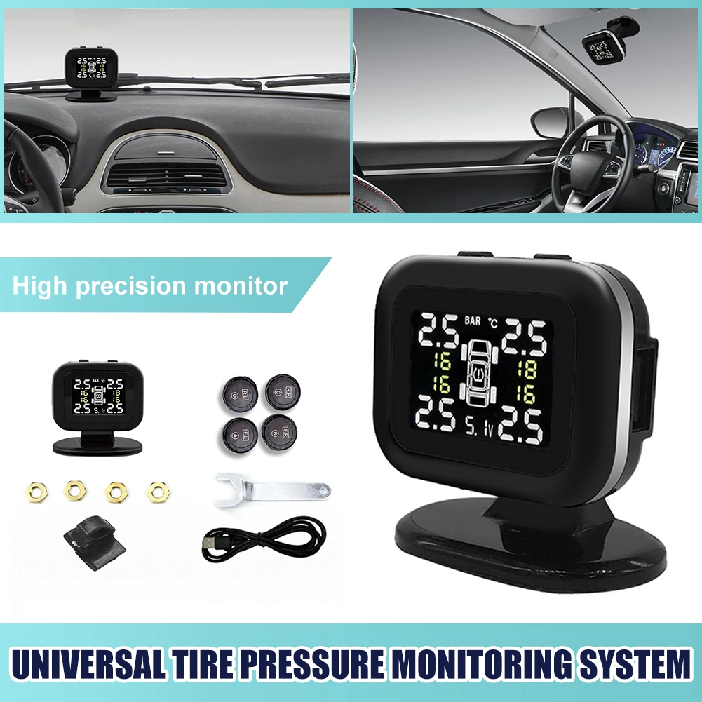 Car TPMS Tire Pressure Monitoring System External USB Rechargeable with LCD Tire Pressure Temperature Alarm System with 4 Sensor
Car TPMS Tire Pressure Monitoring System External USB Rechargeable with LCD Tire Pressure Temperature Alarm System with 4 Sensor