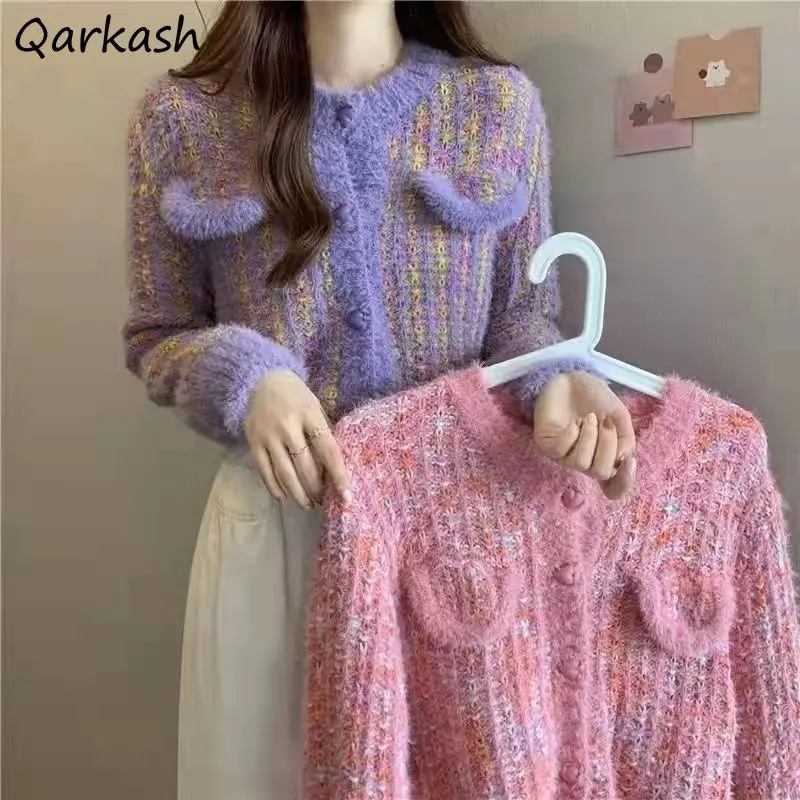 Женский укороченный вязаный кардиган, разноцветный винтажный простой универсальный свободный мягкий свитер с карманами и круглым вырезом,... 
Женский укороченный вязаный кардиган, разноцветный винтажный простой универсальный свободный мягкий свитер с карманами и круглым вырезом,...