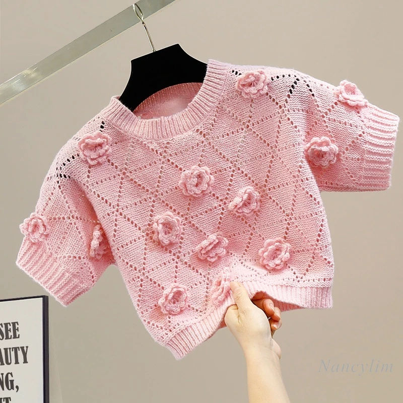 Fashion Sweet Three-Dimensional Flower Tshirt Woman New Round Neck Pullover Short Sleeve Hollow Design Slim Short Knitted Top
Fashion Sweet Three-Dimensional Flower Tshirt Woman New Round Neck Pullover Short Sleeve Hollow Design Slim Short Knitted Top