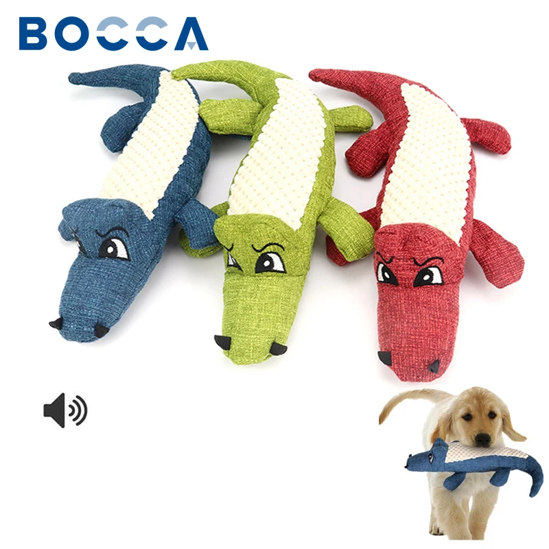 

Pet Dog Toy Plush Bite Resistant Toys Chew Squeaky Cartoon Animal Crocodile Shape For Small Medium Large Funny Dogs Play