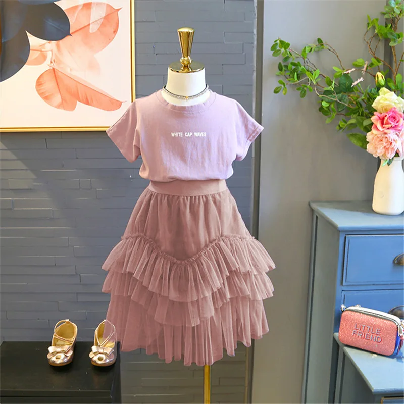 Girls Summer Clothes Set Short Sleeve Shirt and Cake Skirt Children Clothes Sets Cotton T Shirt Mesh Dress 2 Pcs Sets
Girls Summer Clothes Set Short Sleeve Shirt and Cake Skirt Children Clothes Sets Cotton T Shirt Mesh Dress 2 Pcs Sets