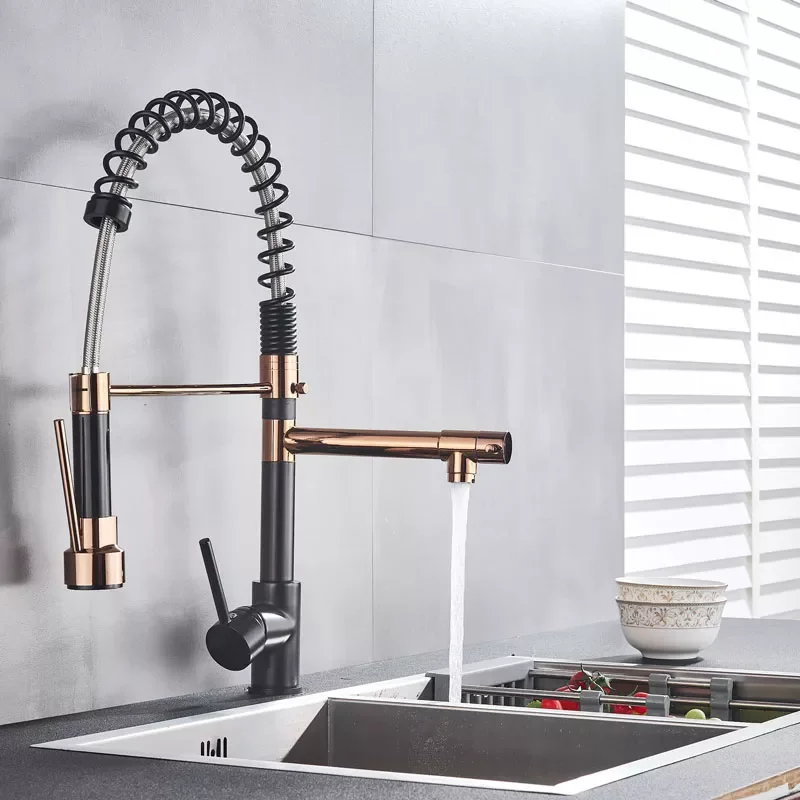 Popular Kitchen Spring Sink Faucet Rose Gold Color New Matching Hot Cold Bath Mixer Tap Modern Free Rotation Pull Down Spout
Popular Kitchen Spring Sink Faucet Rose Gold Color New Matching Hot Cold Bath Mixer Tap Modern Free Rotation Pull Down Spout