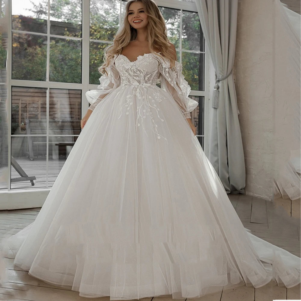 Classic Wedding Dresses Long Full Sleeves Sexy Sweetheart Sweep Train Spaghetti Straps High Quality Bridal Gown
Classic Wedding Dresses Long Full Sleeves Sexy Sweetheart Sweep Train Spaghetti Straps High Quality Bridal Gown