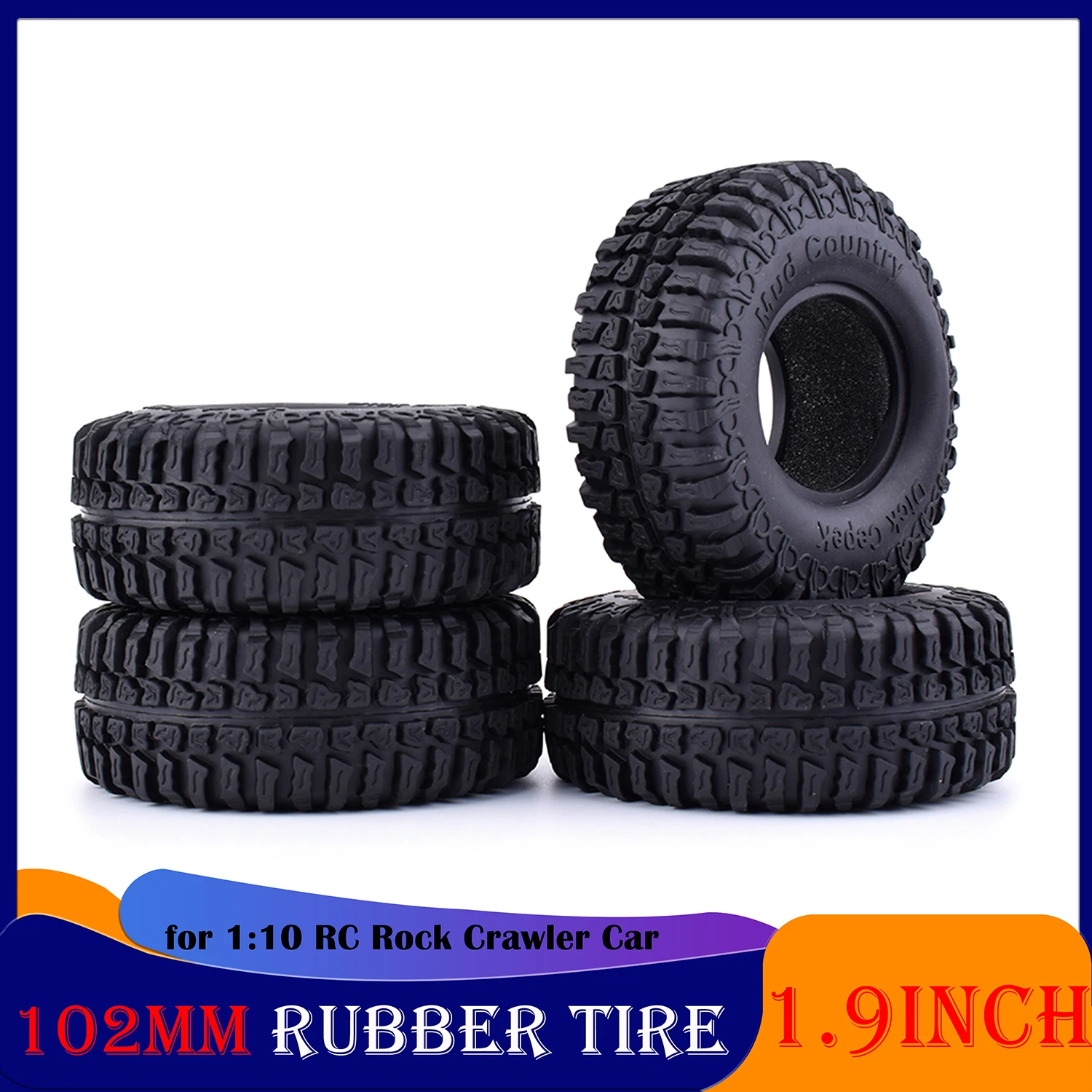 4PCS 1.9inch 102mm Rubber Tire Wheel Rim Tyre Hub for 1:10 RC Rock Crawler Car Part Axial SCX10 90046 CC01 D90 D110 Accessories
4PCS 1.9inch 102mm Rubber Tire Wheel Rim Tyre Hub for 1:10 RC Rock Crawler Car Part Axial SCX10 90046 CC01 D90 D110 Accessories