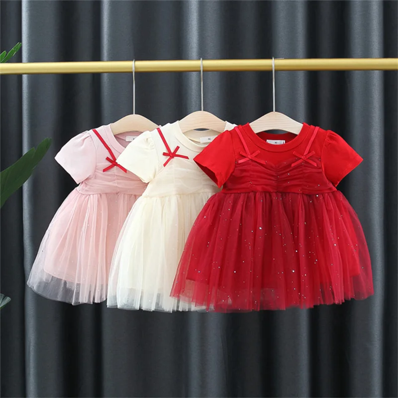 

Модное винтажное платье принцессы для девочек, Тюлевое детское платье, розовое платье с пышными рукавами для свадебной вечеринки, дня рождения, женская одежда