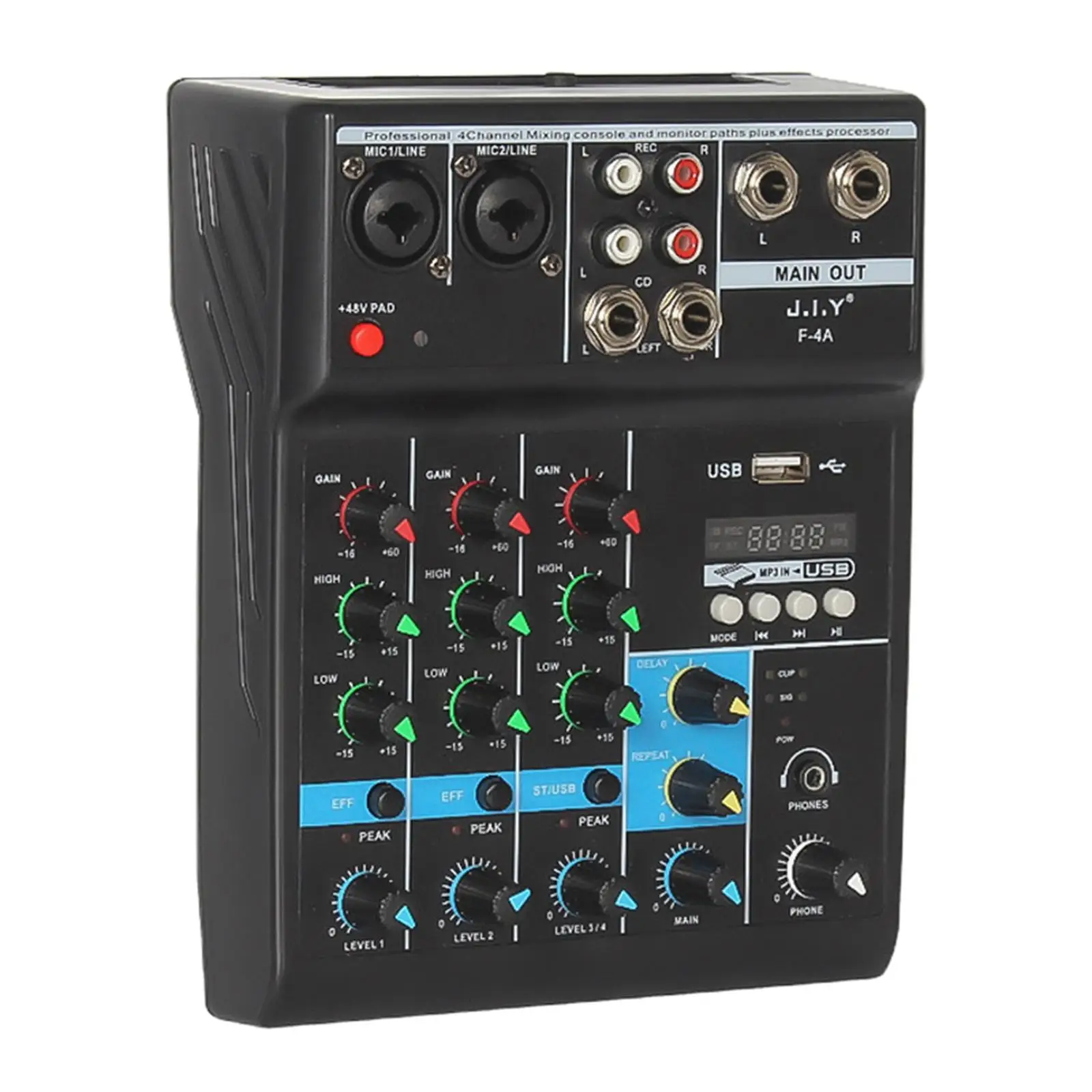 4 Channel Audio Mixer USB Bluetooth MP3 Professional Interface Crystal Sound Soundcard for Home Recording Webcast DJ Studio EU
4 Channel Audio Mixer USB Bluetooth MP3 Professional Interface Crystal Sound Soundcard for Home Recording Webcast DJ Studio EU