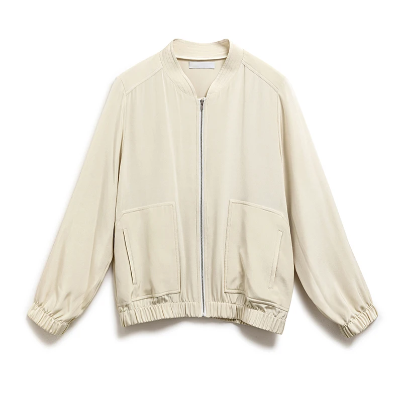 High-end Jacket Women High Quality 100% Silk Raglan Long Sleeves Zipper Pockets Solid Straight Short Coat Ladies New Fashion
High-end Jacket Women High Quality 100% Silk Raglan Long Sleeves Zipper Pockets Solid Straight Short Coat Ladies New Fashion