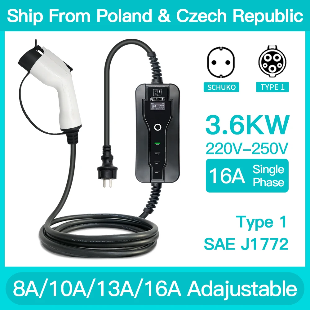 Портативное зарядное устройство для электромобилей 16 А, 3,5 кВт, тип 1 SAE J1772, Стандартная зарядка для электромобилей, электромобилей, общая длина м
Портативное зарядное устройство для электромобилей 16 А, 3,5 кВт, тип 1 SAE J1772, Стандартная зарядка для электромобилей, электромобилей, общая длина м
