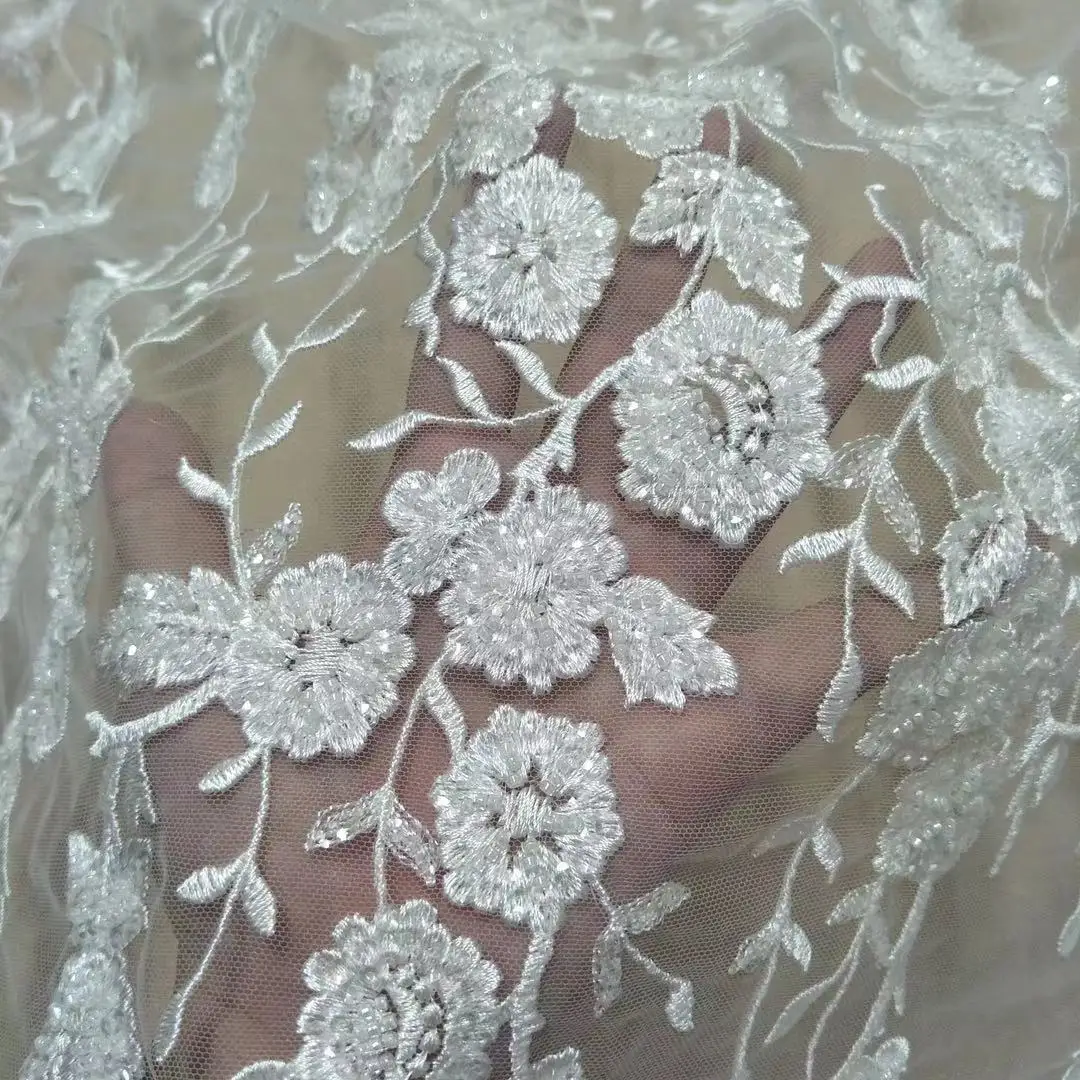 2022 hot off-white wedding dress fabric accessories lace rayon material with beads 130cm wide
2022 hot off-white wedding dress fabric accessories lace rayon material with beads 130cm wide