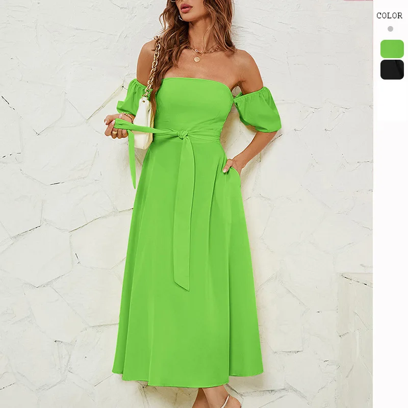 Women's European Station Summer New Hot Sale off-Neck Lace-up Short Sleeve Dress
Women's European Station Summer New Hot Sale off-Neck Lace-up Short Sleeve Dress