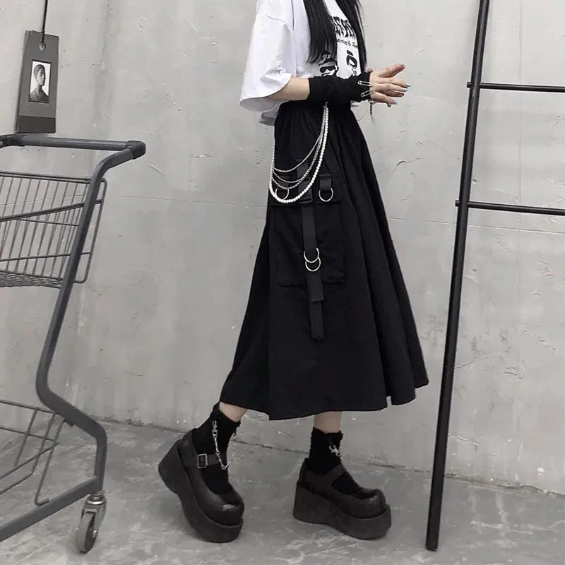 Dark Academic Women Skirts Gothic Summer High Waist Long Skirts Y2K Fashion Chain Streetwear 90S Ladies Black Skirt
Dark Academic Women Skirts Gothic Summer High Waist Long Skirts Y2K Fashion Chain Streetwear 90S Ladies Black Skirt