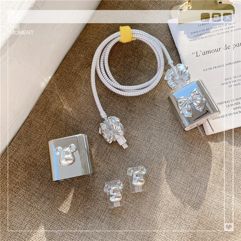3D Anime Bear Bow Plating USB Cable Protector Cover For iPhone 18/20W Organizer Data Line Charging Safe Plug Winder Soft Cover
3D Anime Bear Bow Plating USB Cable Protector Cover For iPhone 18/20W Organizer Data Line Charging Safe Plug Winder Soft Cover