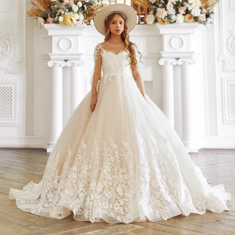 Flower Girl Dresses For Wedding Ball Gown Kids First Communion Elegant Bow Evening Dress
Flower Girl Dresses For Wedding Ball Gown Kids First Communion Elegant Bow Evening Dress