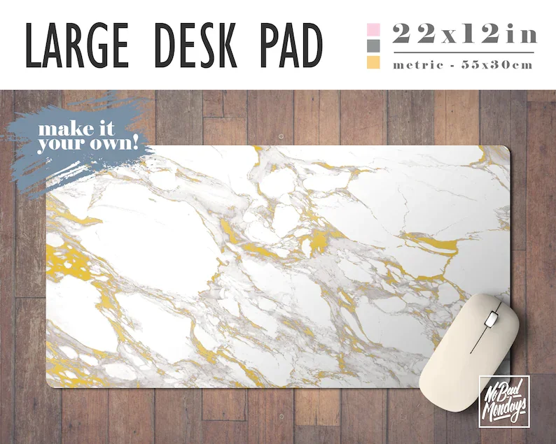 Gold Marble Print Desk Mat with Available Custom Monogram - 2 Sizes - High Quality Digital Print, Extended Mouse Pad - Desk Acce 
Gold Marble Print Desk Mat with Available Custom Monogram - 2 Sizes - High Quality Digital Print, Extended Mouse Pad - Desk Acce