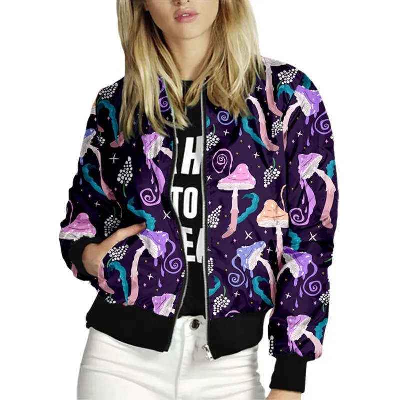 Женская куртка-бомбер с наполнителем в виде грибов
Женская куртка-бомбер с наполнителем в виде грибов