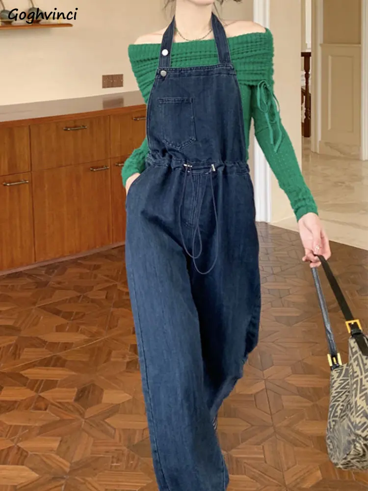 Женский джинсовый комбинезон на бретельках, длинный комбинезон с высокой талией и открытой спиной в Корейском стиле ретро, стильные комбинезоны
Женский джинсовый комбинезон на бретельках, длинный комбинезон с высокой талией и открытой спиной в Корейском стиле ретро, стильные комбинезоны