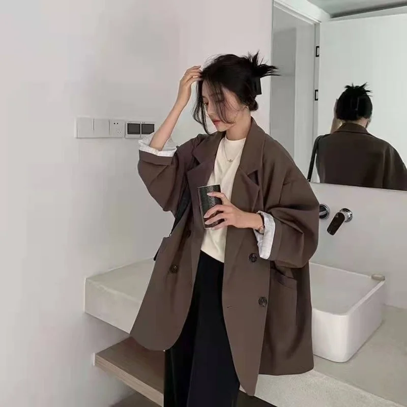 Autumn Women's Large Blazer Coats Spring Fashion Korean Version Loose Top Coat Office Work Clothes Grace Fall Jacket for Women
Autumn Women's Large Blazer Coats Spring Fashion Korean Version Loose Top Coat Office Work Clothes Grace Fall Jacket for Women