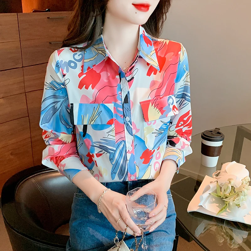 Summer Shirt Women Blouse Long Sleeve Loose Korean Fashion Stitching Satin New Casual Movafag
Summer Shirt Women Blouse Long Sleeve Loose Korean Fashion Stitching Satin New Casual Movafag