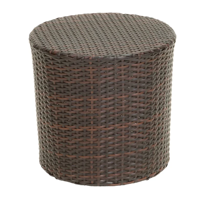 Outdoor Wicker Barrel Side Accent Table Brown 17.50" W X 17.50" D X 16.75" H Desk Table Study Table Camp Table
Outdoor Wicker Barrel Side Accent Table Brown 17.50" W X 17.50" D X 16.75" H Desk Table Study Table Camp Table