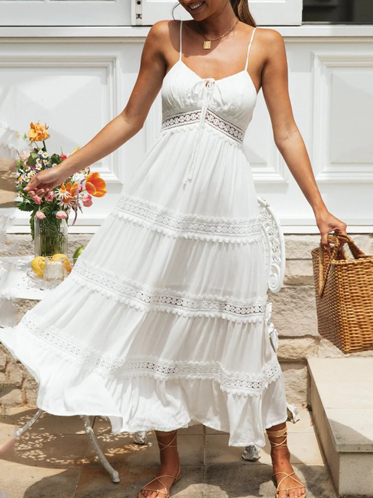 Женское кружевное платье с открытой спиной, белое длинное платье без рукавов в стиле бохо, ажурный сарафан, одежда для весны и лета, 2022
Женское кружевное платье с открытой спиной, белое длинное платье без рукавов в стиле бохо, ажурный сарафан, одежда для весны и лета, 2022