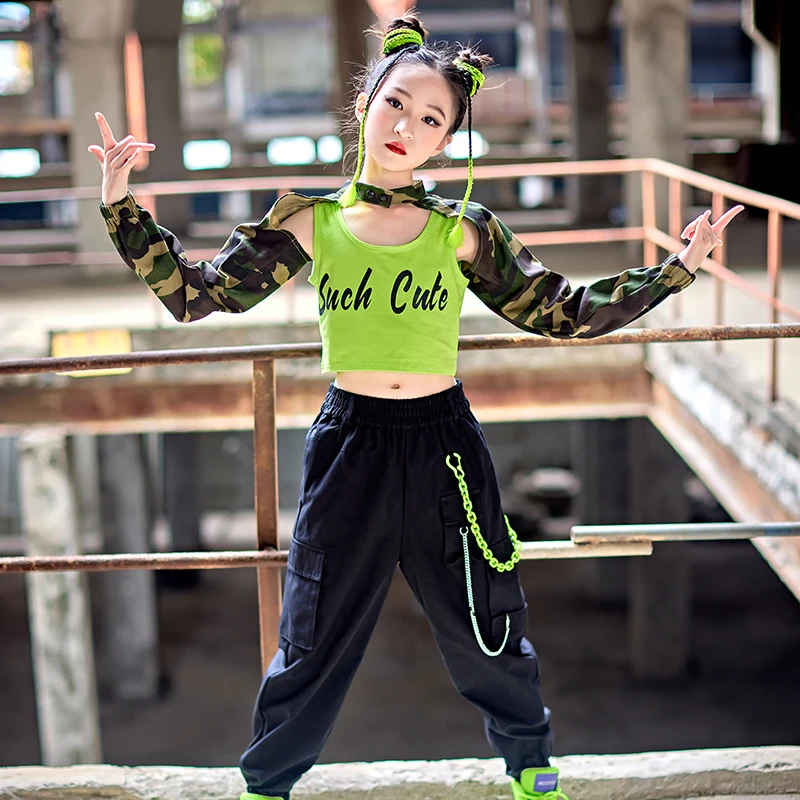 Children'S Performance Clothes Girls Jazz Dance Hip-Hop Camouflage Double-Sleeved Performance Outfits Hiphop Rave Wear DN11705
Children'S Performance Clothes Girls Jazz Dance Hip-Hop Camouflage Double-Sleeved Performance Outfits Hiphop Rave Wear DN11705