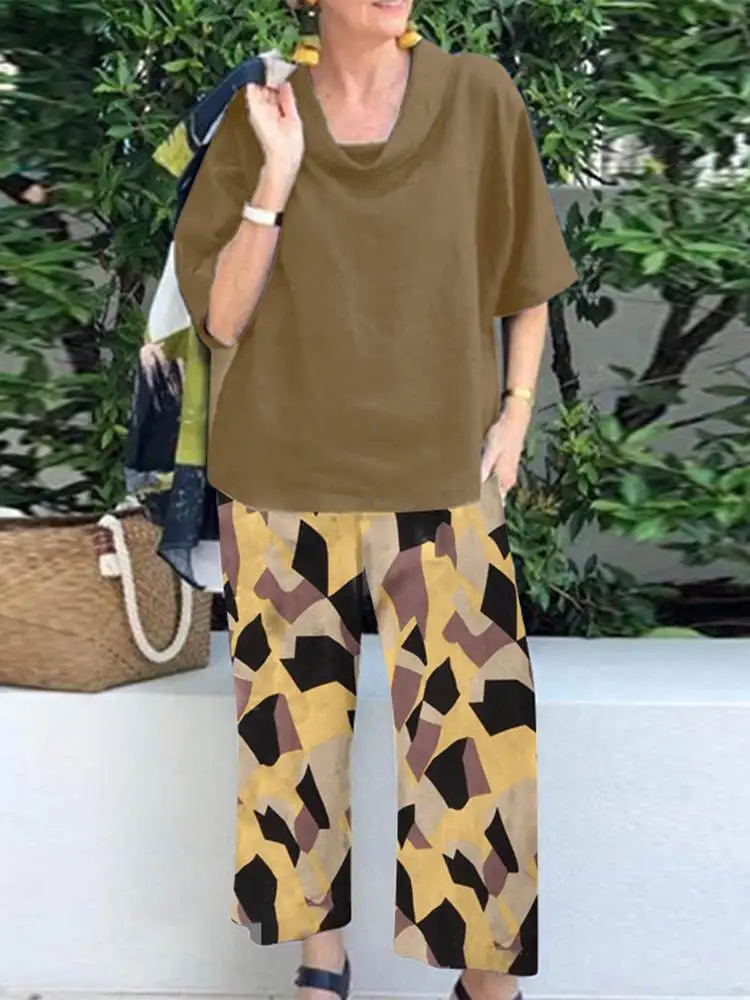 ZANZEA Half Sleeve Vintage Tops And Wide Leg Pants Woman Summer Printing Matching Sets Fashion Elegant Party Work OL Outfits
ZANZEA Half Sleeve Vintage Tops And Wide Leg Pants Woman Summer Printing Matching Sets Fashion Elegant Party Work OL Outfits