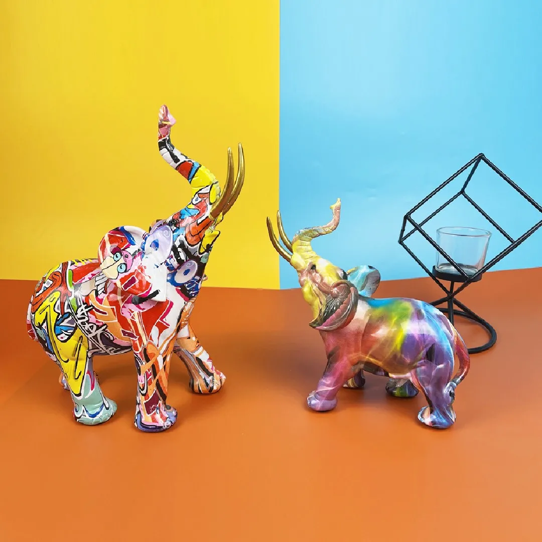 Creativity Modern Colorful Elephant Statue Graffiti Home Office Ornaments Printing Resin Dog Home Decor Crafts
Creativity Modern Colorful Elephant Statue Graffiti Home Office Ornaments Printing Resin Dog Home Decor Crafts