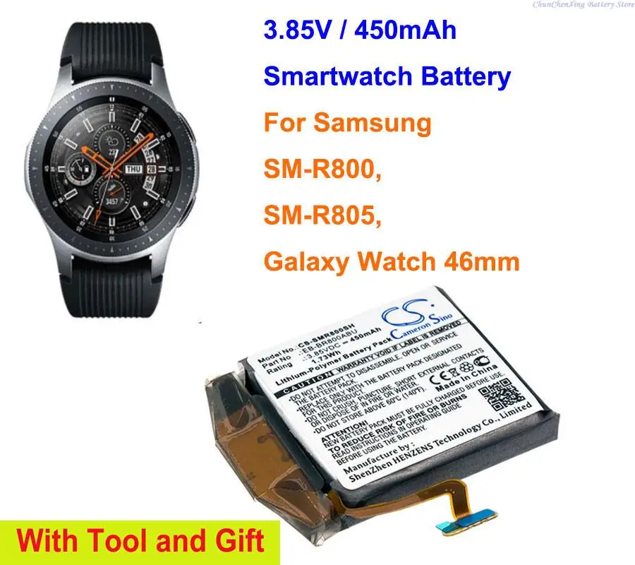 

GreenBattery3.85V 450mAh Smartwatch Battery EB-BR800ABU, GH43-04855A for Samsung Galaxy Watch 46mm, SM-R800, SM-R805
