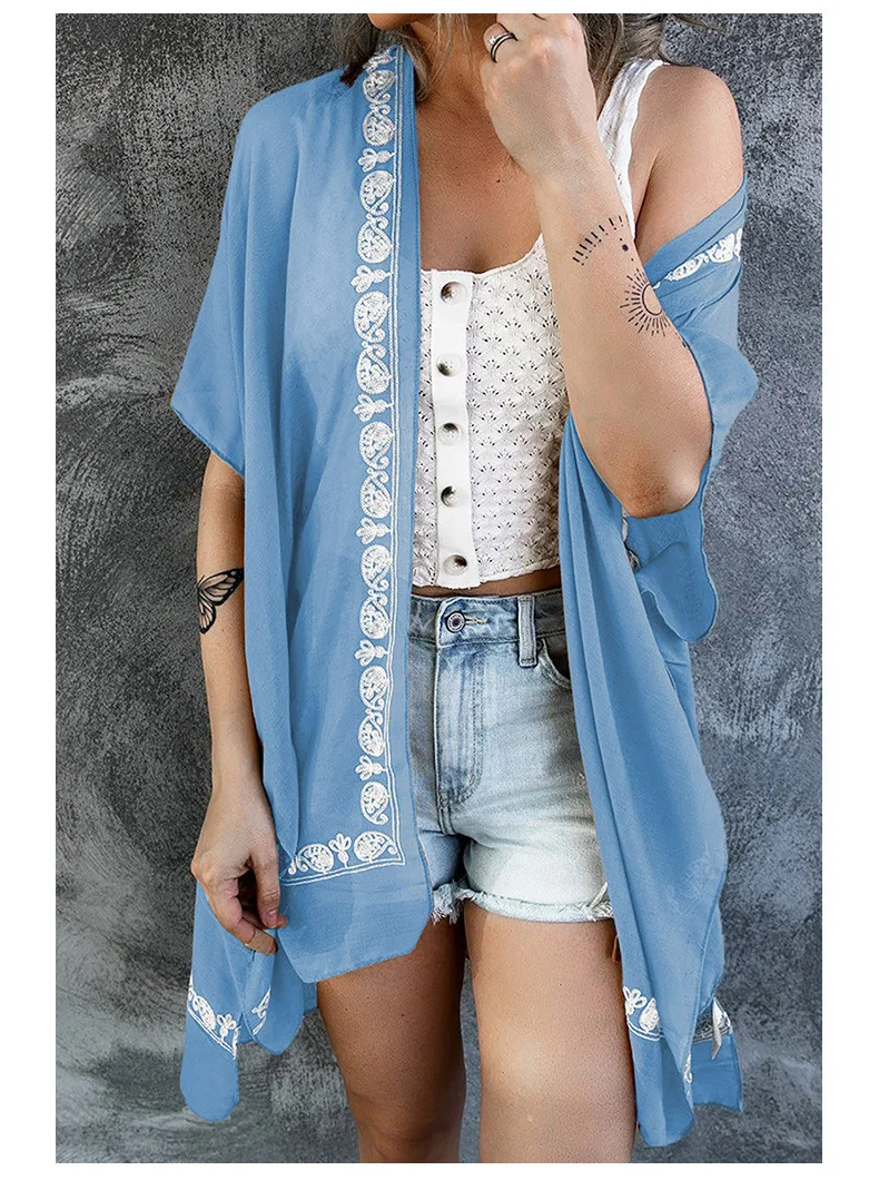 European and American blouses summer new patterns loose beach sunscreen shirts mid-sleeves open summer women's clothing
European and American blouses summer new patterns loose beach sunscreen shirts mid-sleeves open summer women's clothing