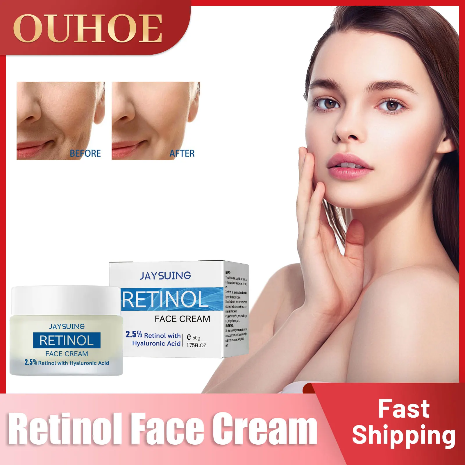 Retinol Face Cream Anti Aging Firming Hyaluronic Acid Lifting Lighten Wrinkles Dark Spot Whitening Moisturizing Facial Skin Care
Retinol Face Cream Anti Aging Firming Hyaluronic Acid Lifting Lighten Wrinkles Dark Spot Whitening Moisturizing Facial Skin Care