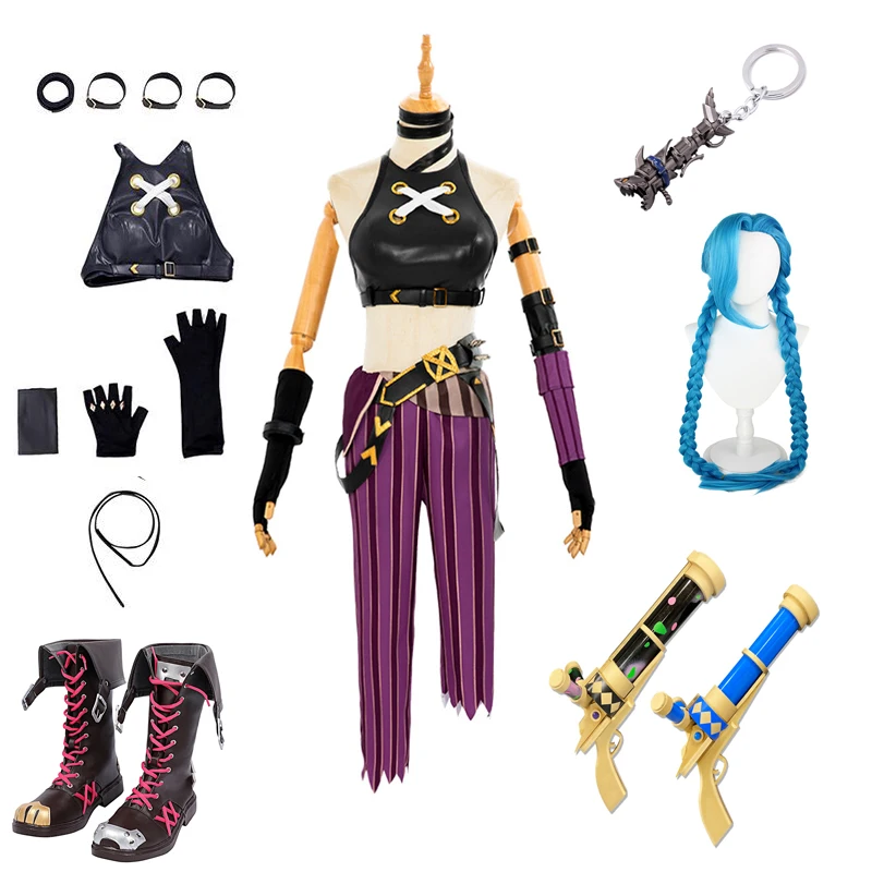 ARCANE Jinx Cosplay Costume LoL Outfits Uniform Suit Stickers Shoes Accessories Full Set Jinx Role Play Costume Halloween Party
ARCANE Jinx Cosplay Costume LoL Outfits Uniform Suit Stickers Shoes Accessories Full Set Jinx Role Play Costume Halloween Party