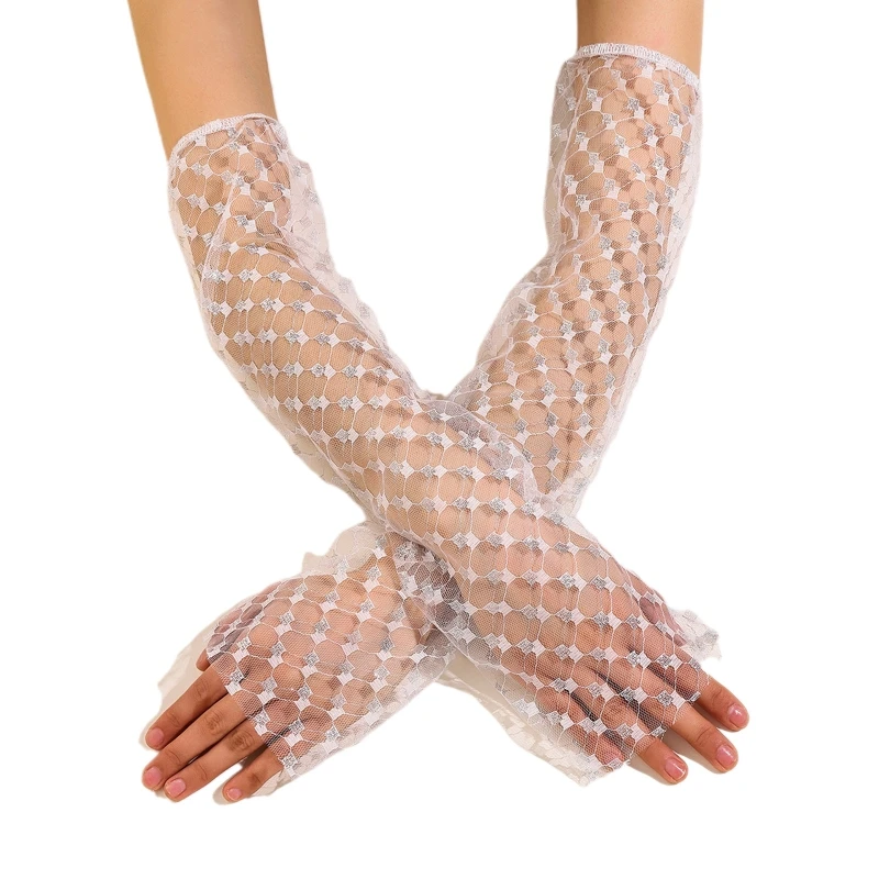 Women Summer Gloves with Grid Pattern Decor Mesh Arm Long Sleeve Elegant Glove
Women Summer Gloves with Grid Pattern Decor Mesh Arm Long Sleeve Elegant Glove