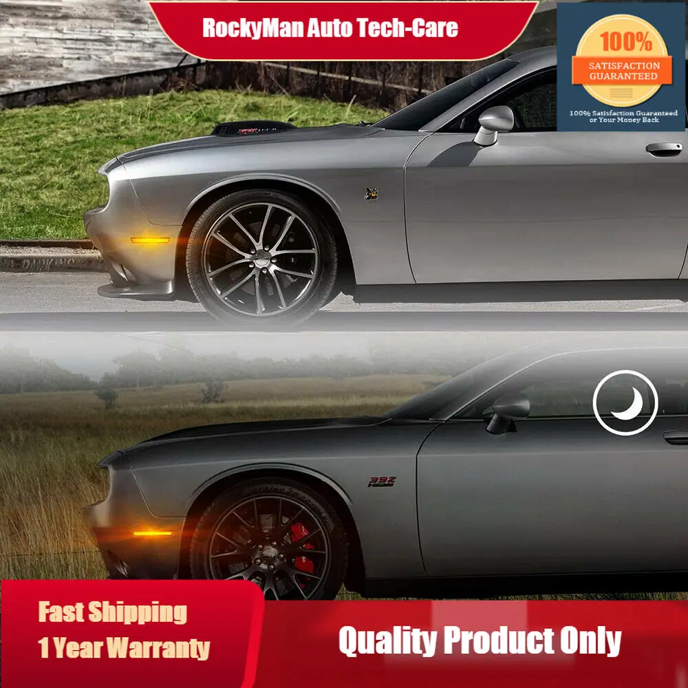 For 2015-2020 Dodge Challenger Front Bumper Side Marker Lamps Lights Smoked Lens 
For 2015-2020 Dodge Challenger Front Bumper Side Marker Lamps Lights Smoked Lens