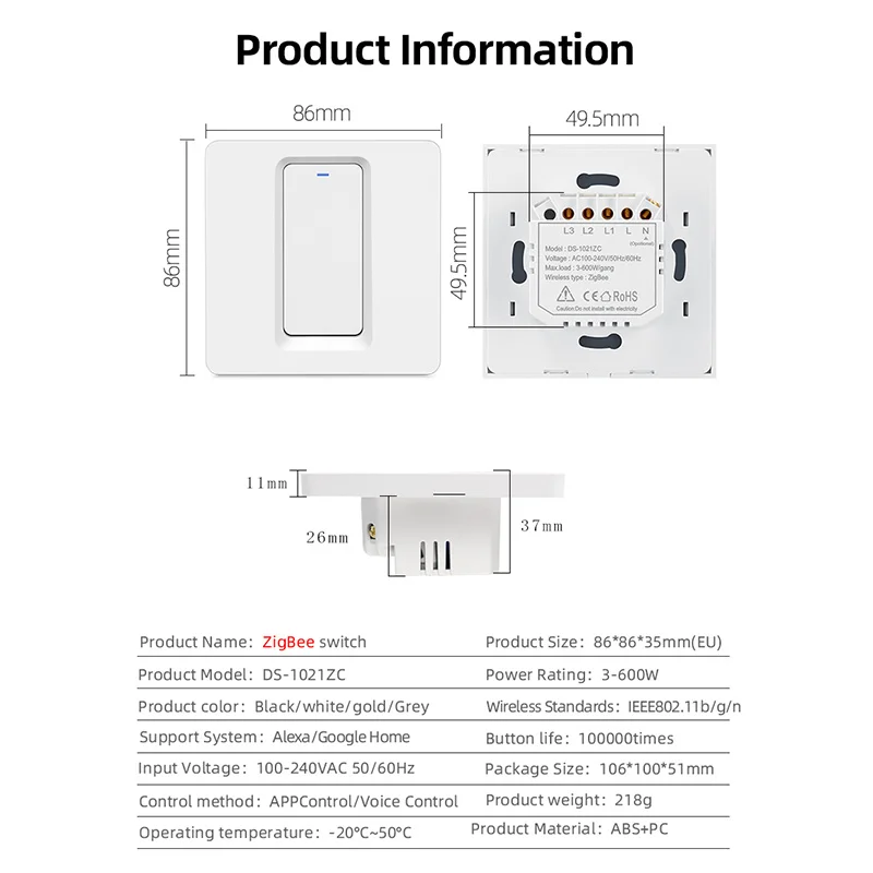 Умный выключатель Tuya ZigBee, беспроводное устройство для автоматизации удаленных сцен, работает с Alexa Google Home
Умный выключатель Tuya ZigBee, беспроводное устройство для автоматизации удаленных сцен, работает с Alexa Google Home
