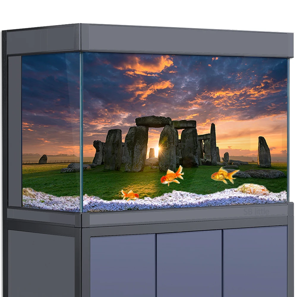 

Aquarium Background Sticker Decoration for Fish Tanks, Stonehenge England HD 3D Poster 5-55 Gallon Reptile Habitat