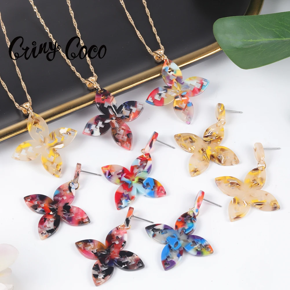 Cring Coco Acrylic Jewelry Sets Hawaiian Flower Women's Neck Chain Pendants Necklaces Necklace Set Hoop Earrings for Women Party
Cring Coco Acrylic Jewelry Sets Hawaiian Flower Women's Neck Chain Pendants Necklaces Necklace Set Hoop Earrings for Women Party